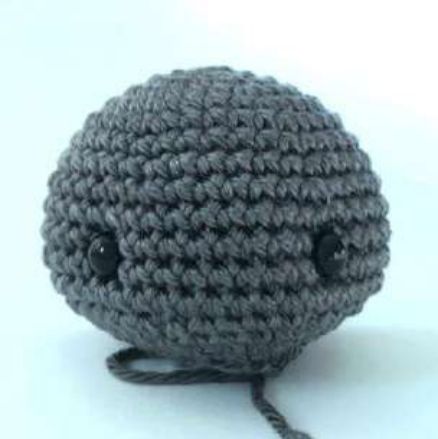 Round crochet bat head, fully stuffed and shaped