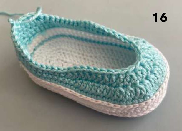 Crochet sneaker top curving in over the toe after the second decrease round