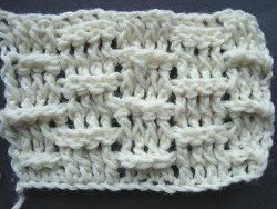 Cream crochet basketweave swatch with a woven texture
