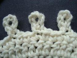 Cream crochet edge with round bauble picots standing up