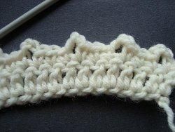 Cream crochet edge with a row of small pointed picots
