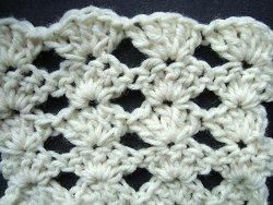 Cream crochet swatch of shell stitch