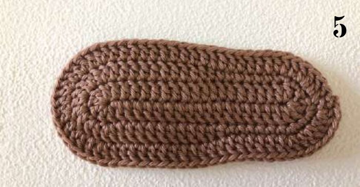 Finished brown oval crochet sole