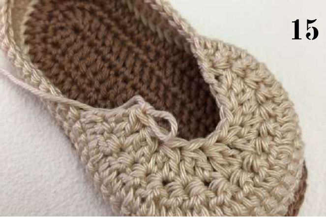 Crochet shoe toe after the second decrease row